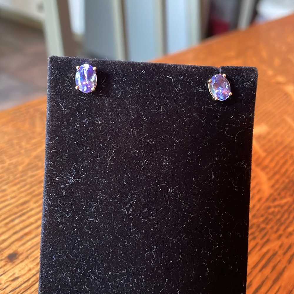 Tanzanite stud earrings.